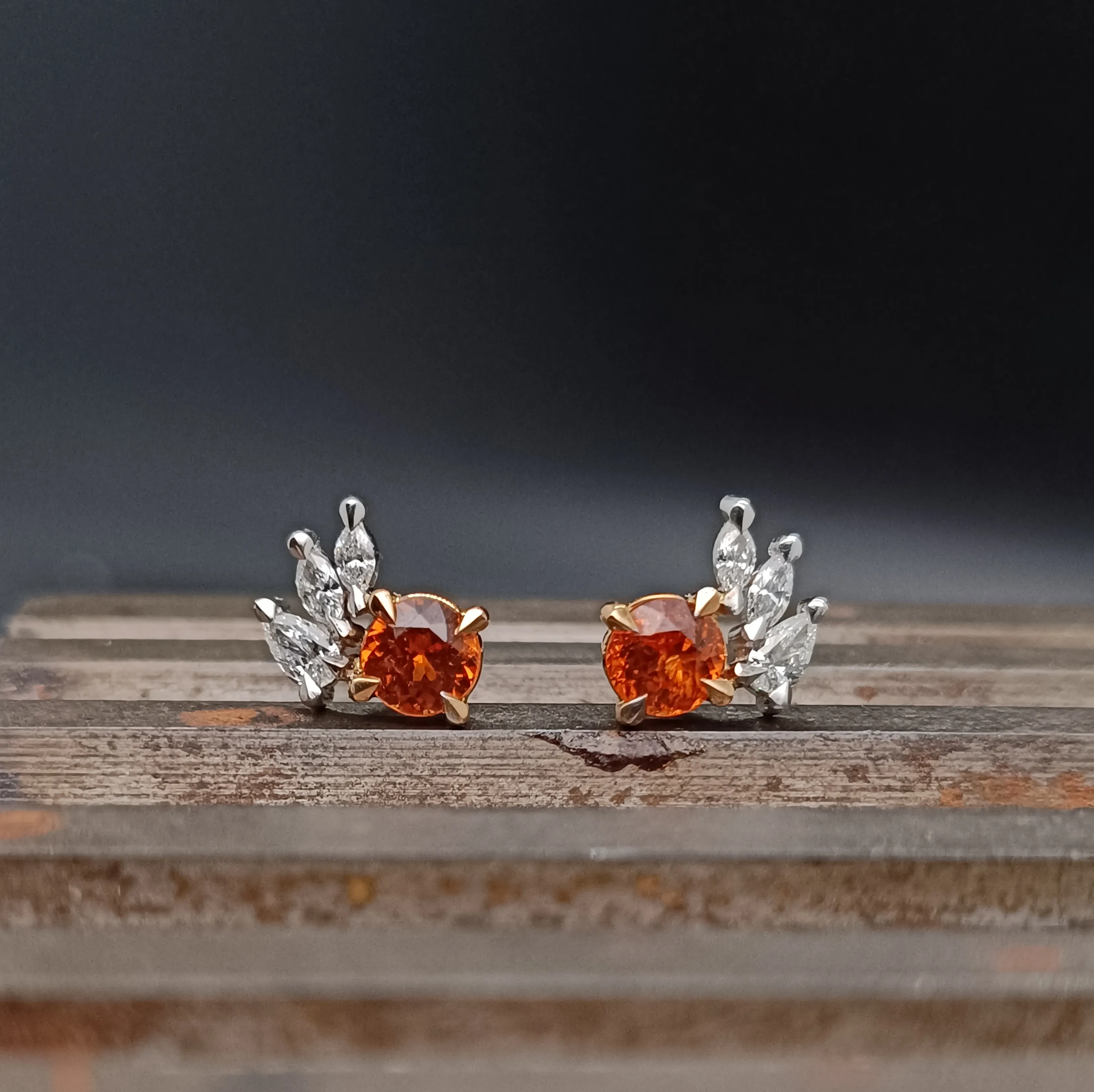 Boucles d'Oreilles en Or Rose et Or Blanc